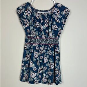 Tea Collection Girls 100% Cotton blue Floral Print Dress Size‎ 7